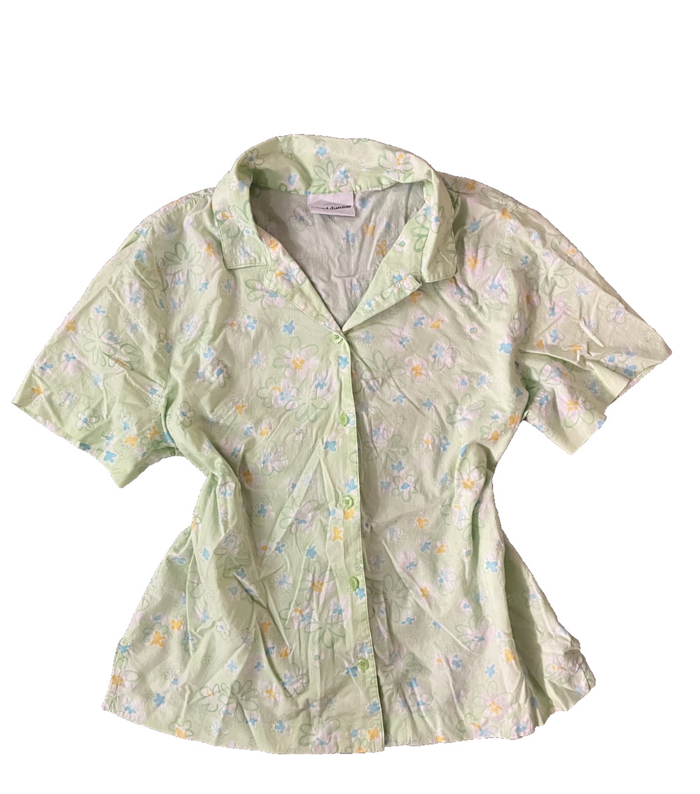 Womens Alfred Dunner Best Fit Large (SEE MEASUREMENTS) Green Floral Button Up